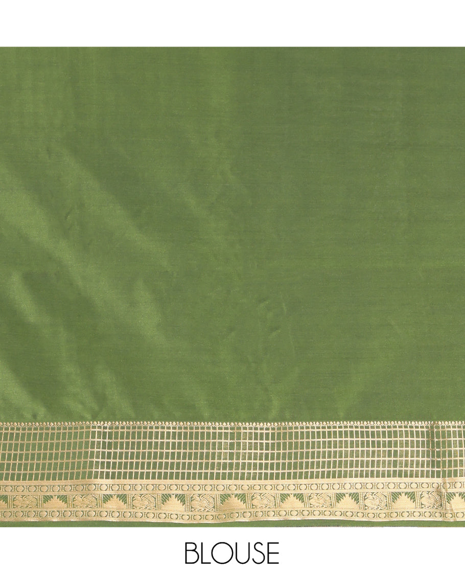 Dark Green Contrast Traditional Budget Silk Saree
