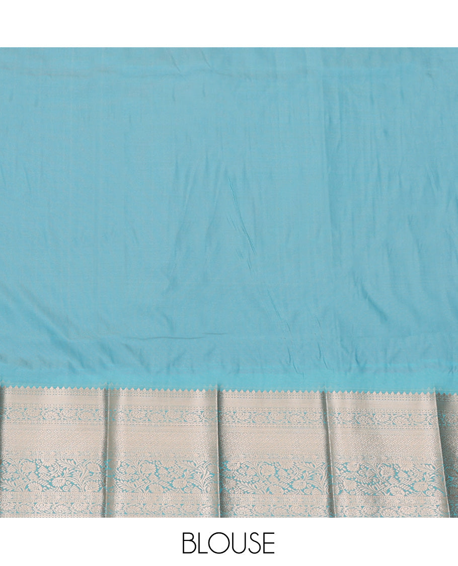 Pink Budget Silk Saree, Gleamed Up with Zari Buttas, Complemented by Contrast Traditional Zari Border, a Grand Pallu and a Contrast Blouse