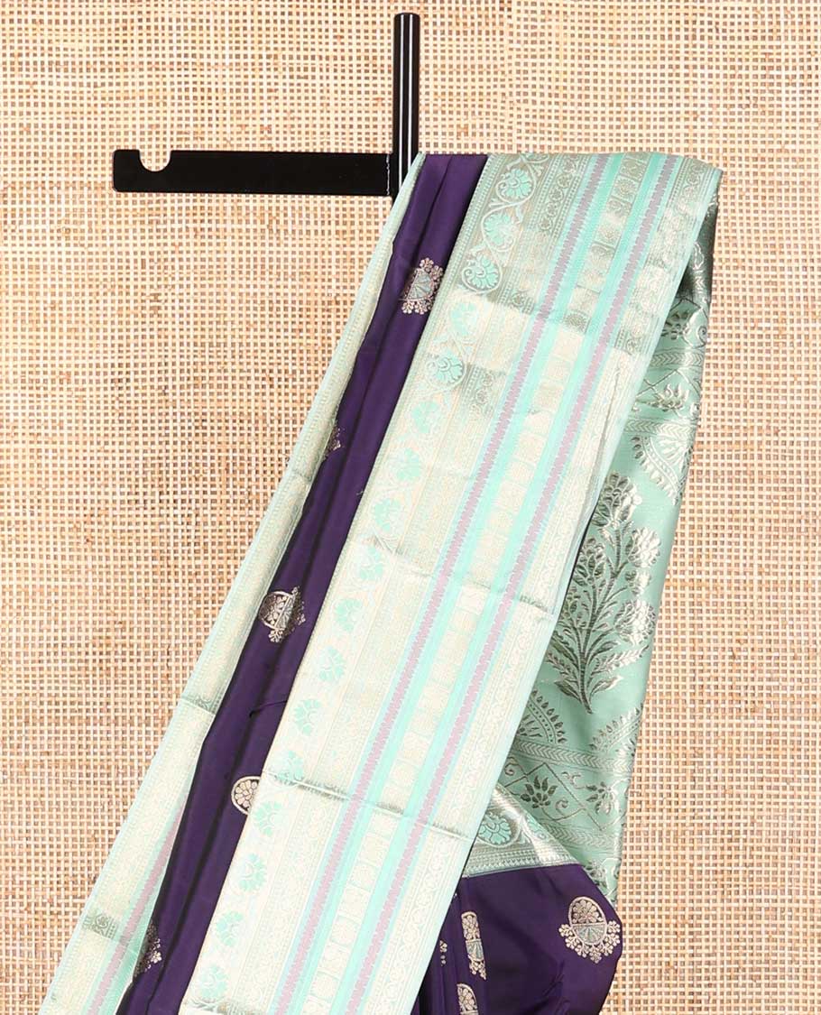 Violet butta vasundhara elite silk saree with contrast intricate zari design & floral design pallu