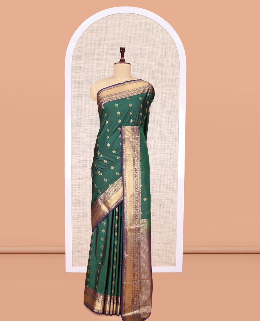 Green Traditional Zari Border Budget Silk Saree