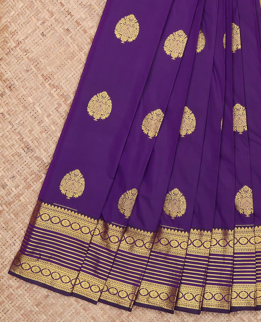 Violet Zari Buttas Budget Silk Saree