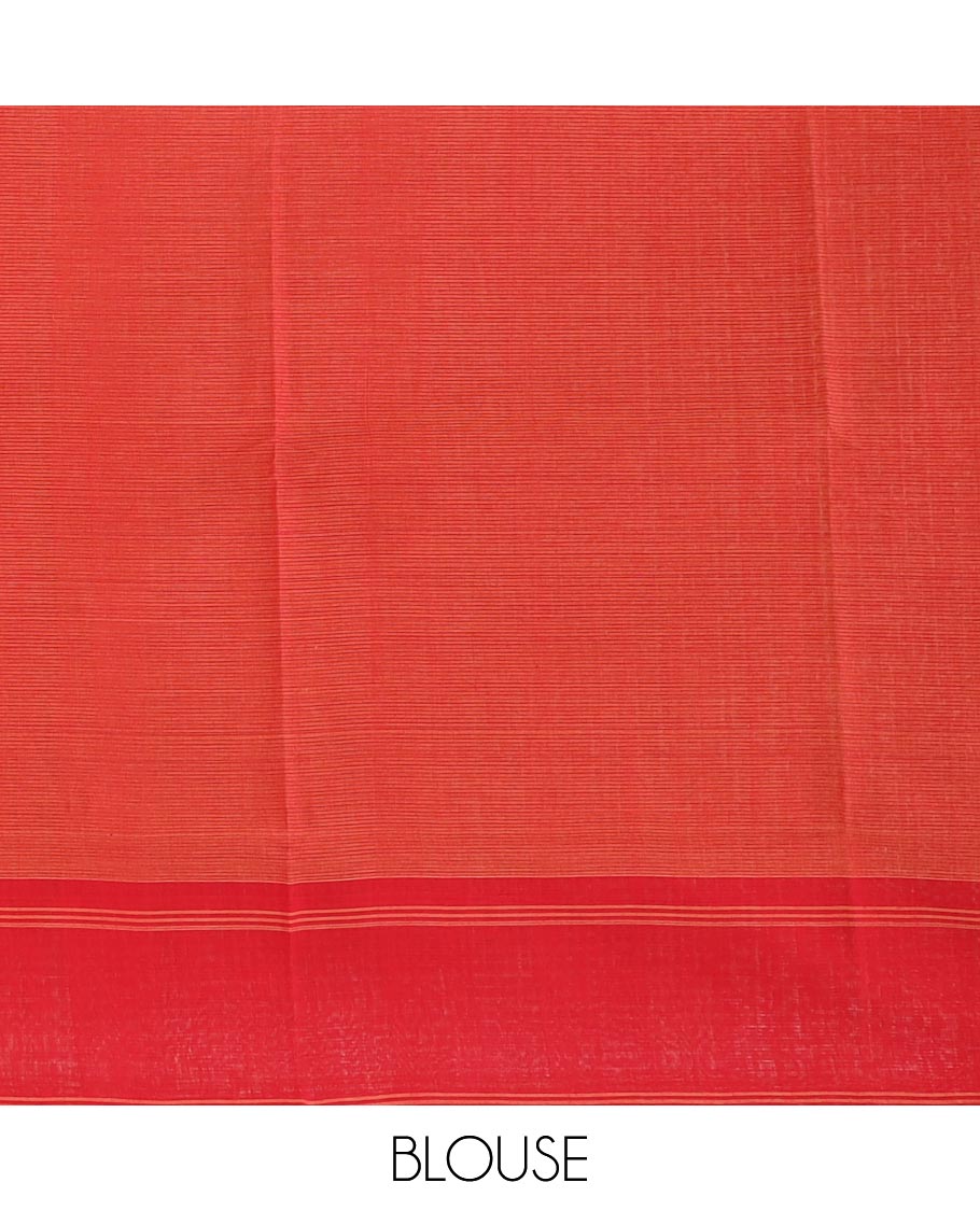 Yellow plain Mangalgiri cotton saree, contrast double striped border, and striped pallu