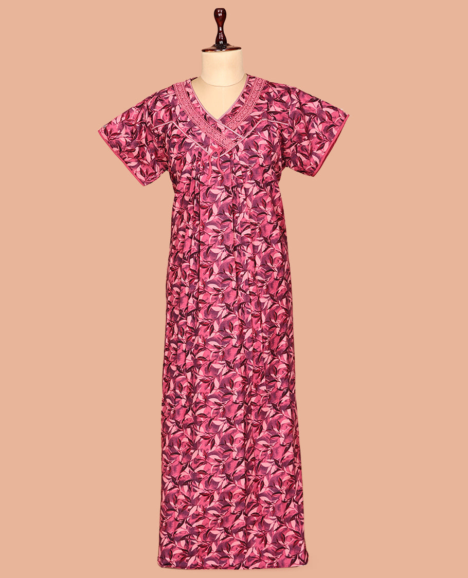 Pink Cotton-Blended Nighty