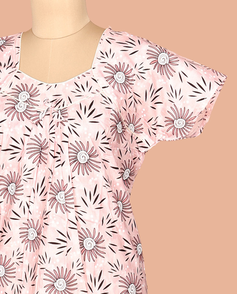 Baby Pink Cotton-Blended Nighty