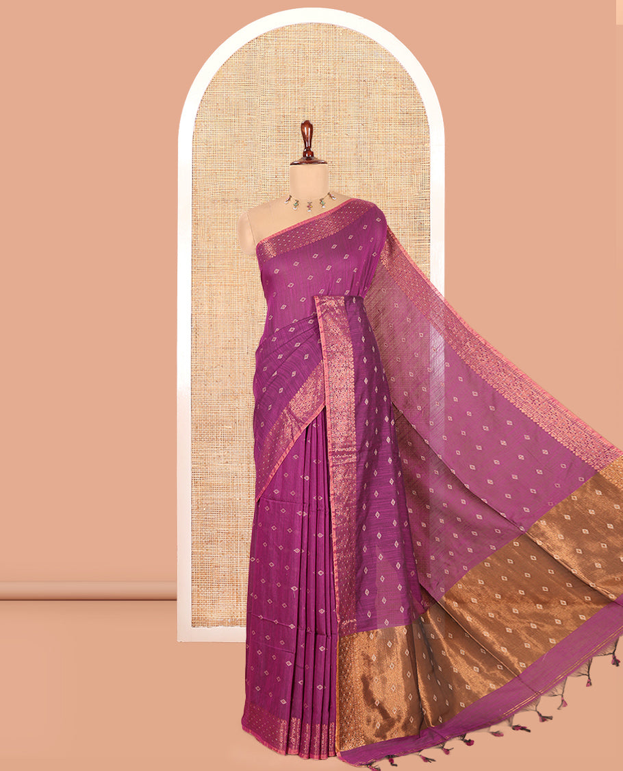 Violet Khadi Cotton Saree