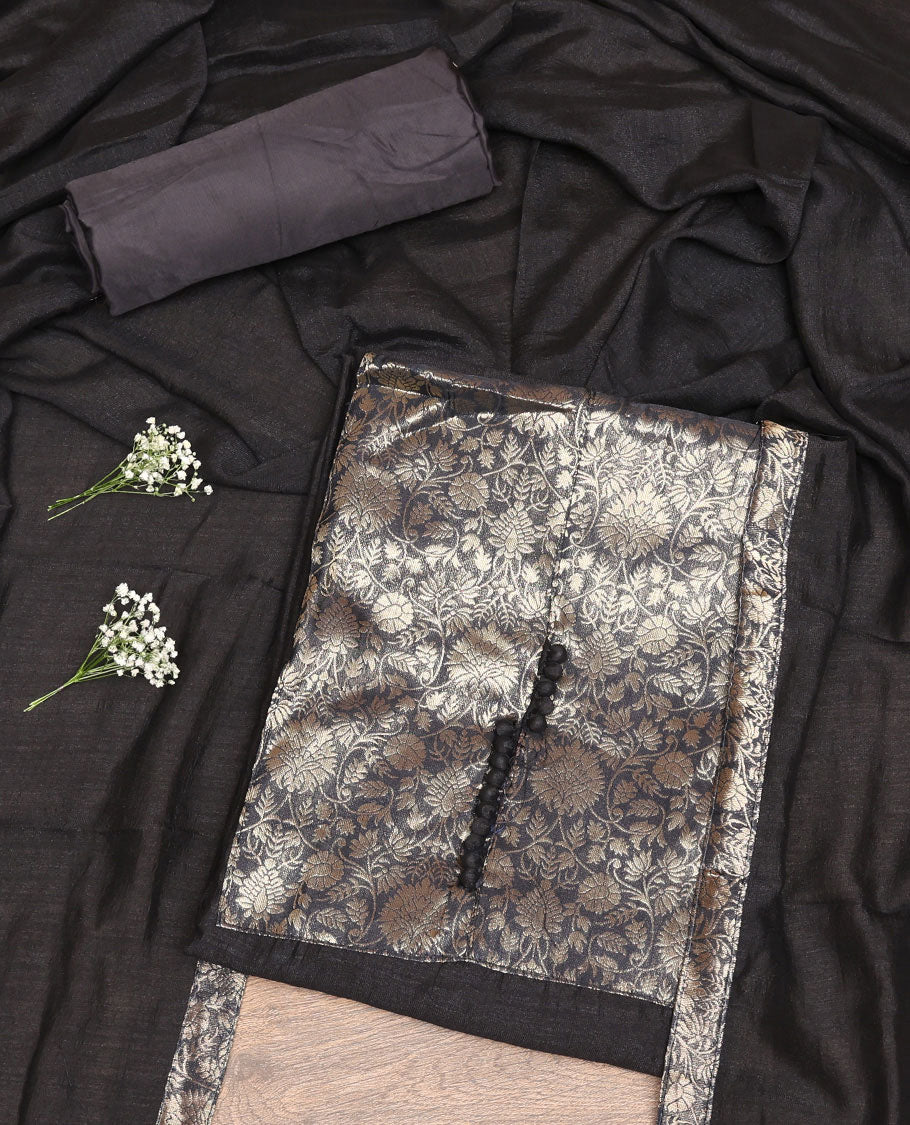 Black Vichitra Silk Material Chudidar Set
