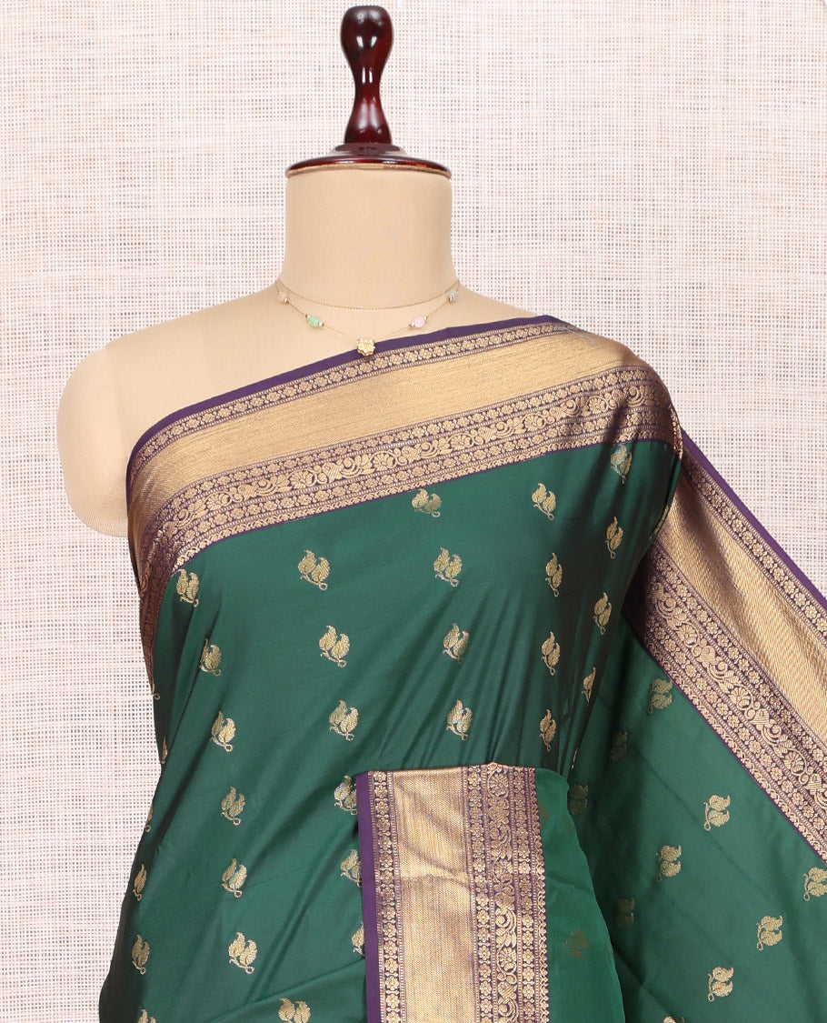 Green Traditional Zari Border Budget Silk Saree