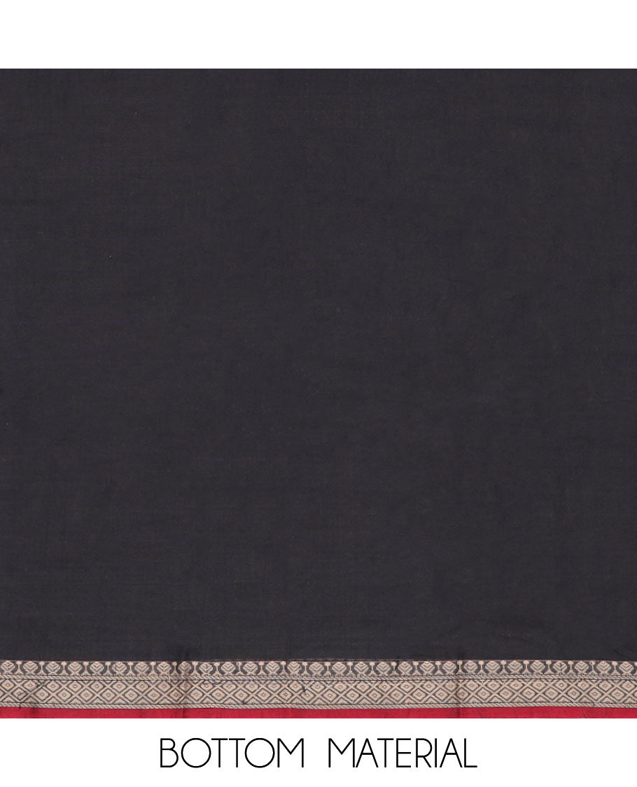 Black wedding design chudidhar material top with plain bottom & plain, zari design border dupatta