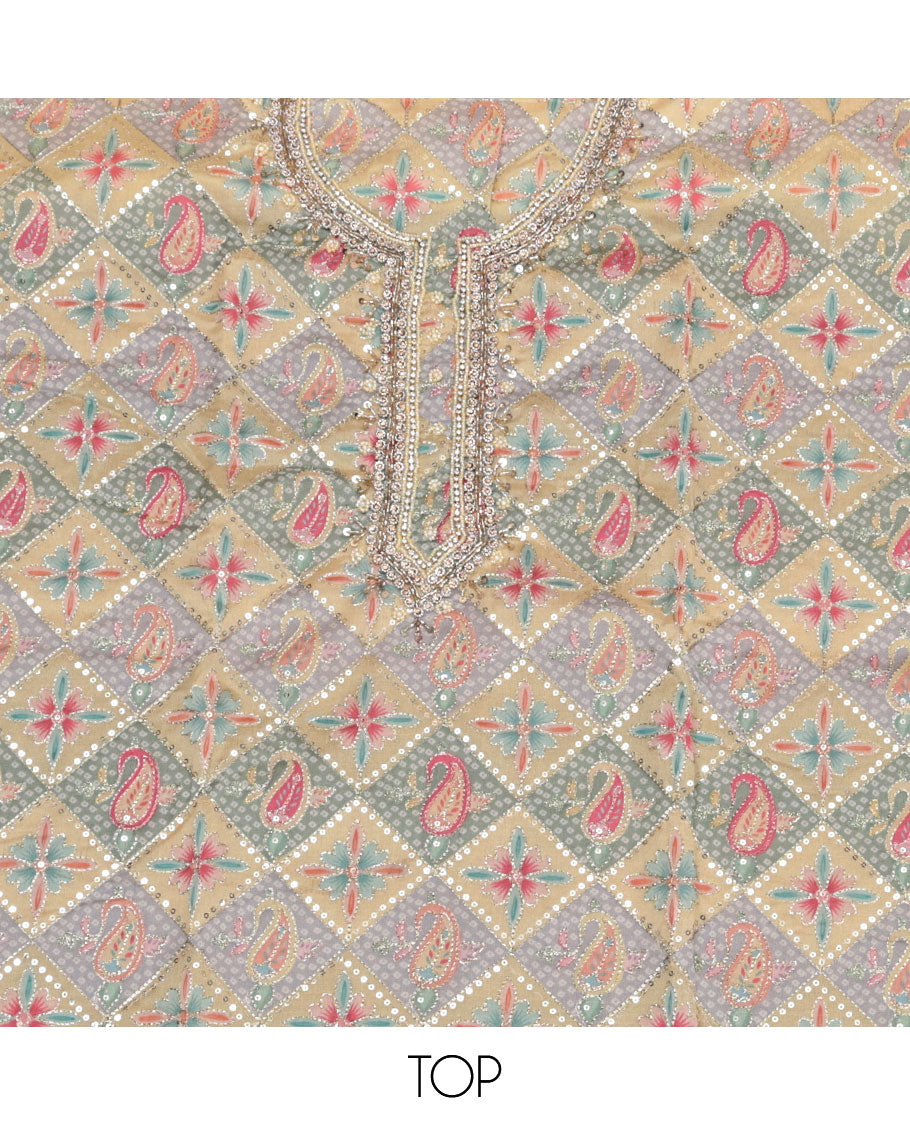Yellow Organza Material Chudidar Set