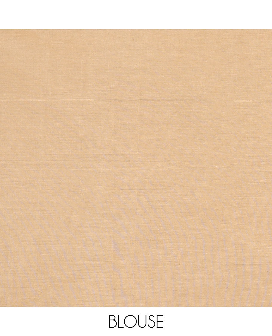 Borderless Light brown floral design coimbatore cotton saree