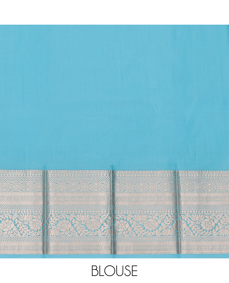 Red Budget Silk Saree, Woven with Zari Designs, Complemented by a Contrast Traditional Zari Border, Jaal Pallu, and a Contrast Blouse