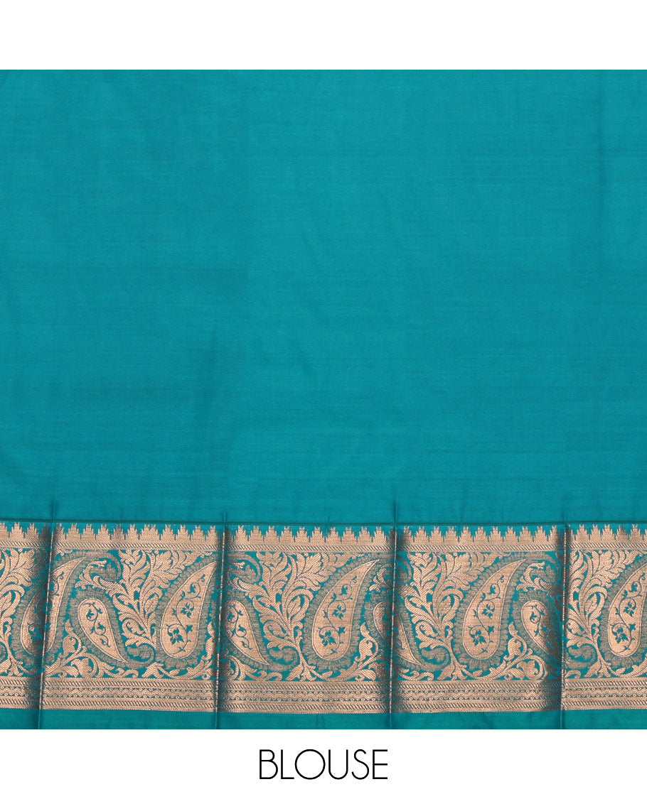 Pink Budget Silk Saree, Detailed with Floral Jacquard, Complemented by Contrast Paisley Zari Border, Intricate Pallu, and a Contrast Blouse