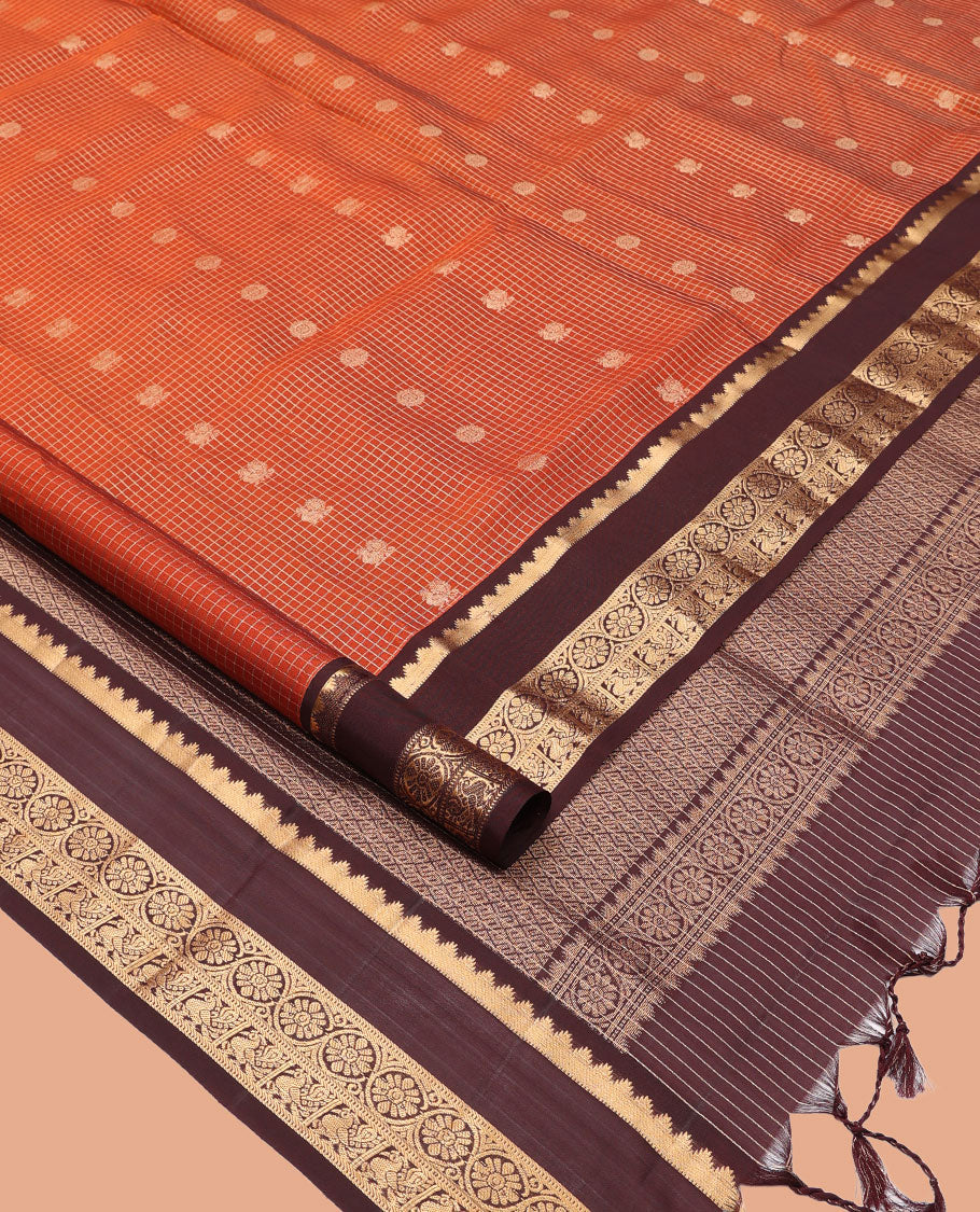 Orange Mayuri Lite Silk Mix Saree