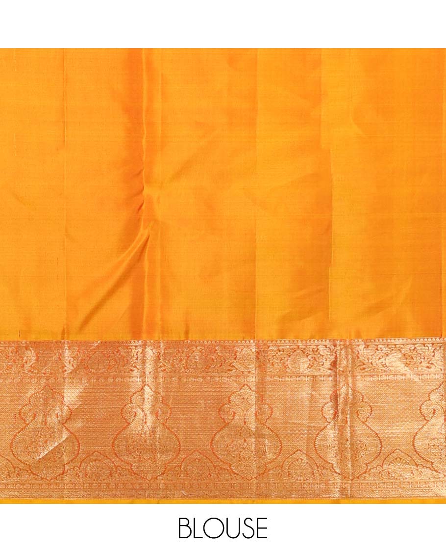 Maroon leaf design kancheepuram silk saree contrast floral border & paisley zari design pallu