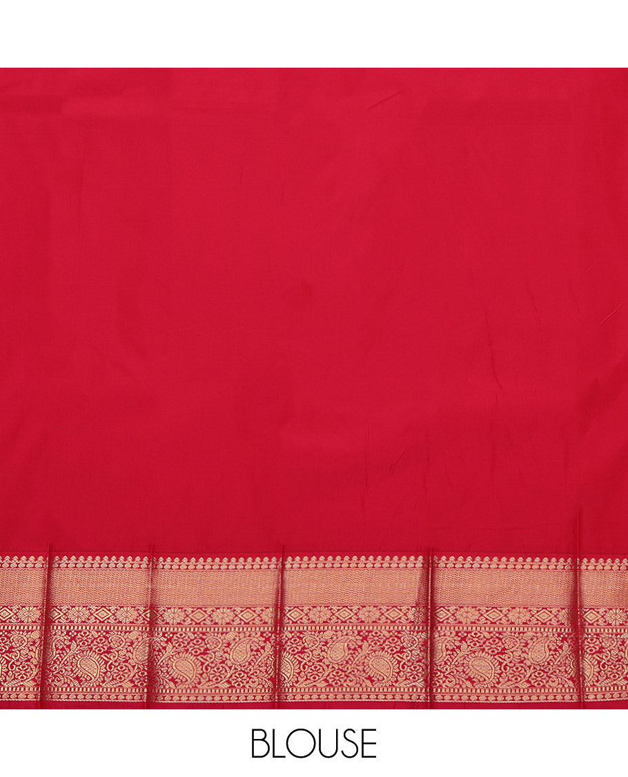 Peach Budget Silk Saree, Woven with Zari Buttas and Stripes, Captivating Contrast Traditional Zari Design Border, Grand Pallu, and a Contrast Blouse