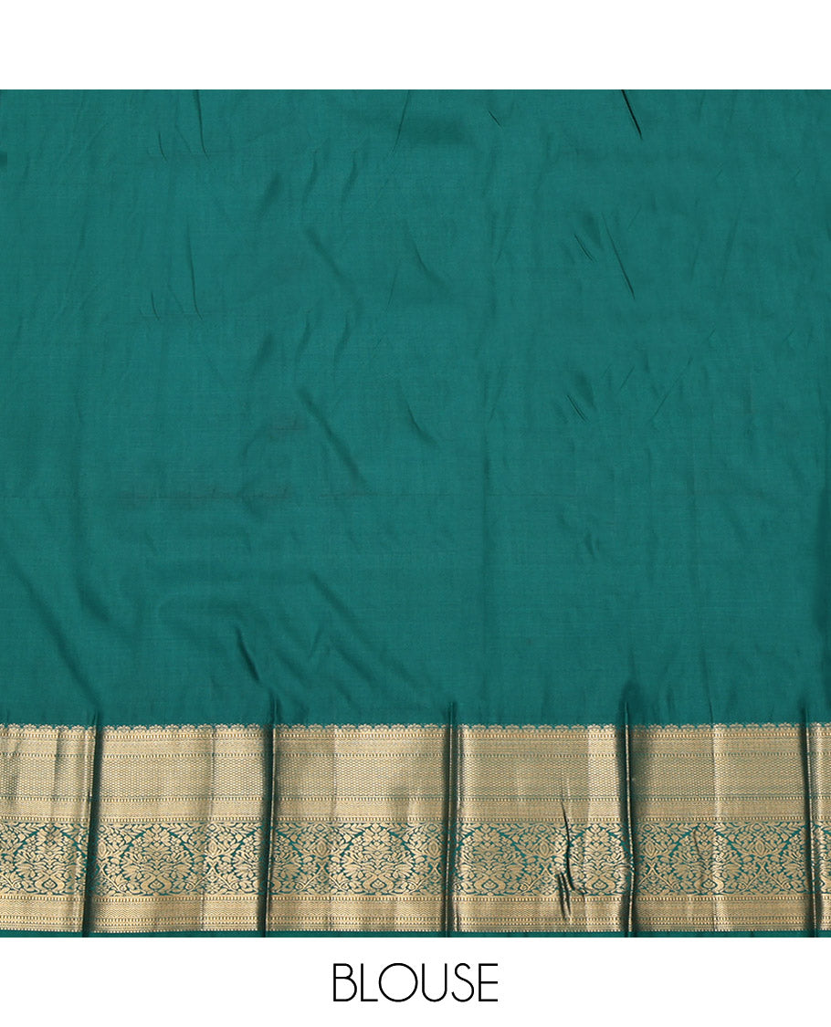 Cream Budget Silk Saree, Enriched with Zari Buttas, Contrast Traditional Zari Border, Grand Pallu, and a Contrast Blouse