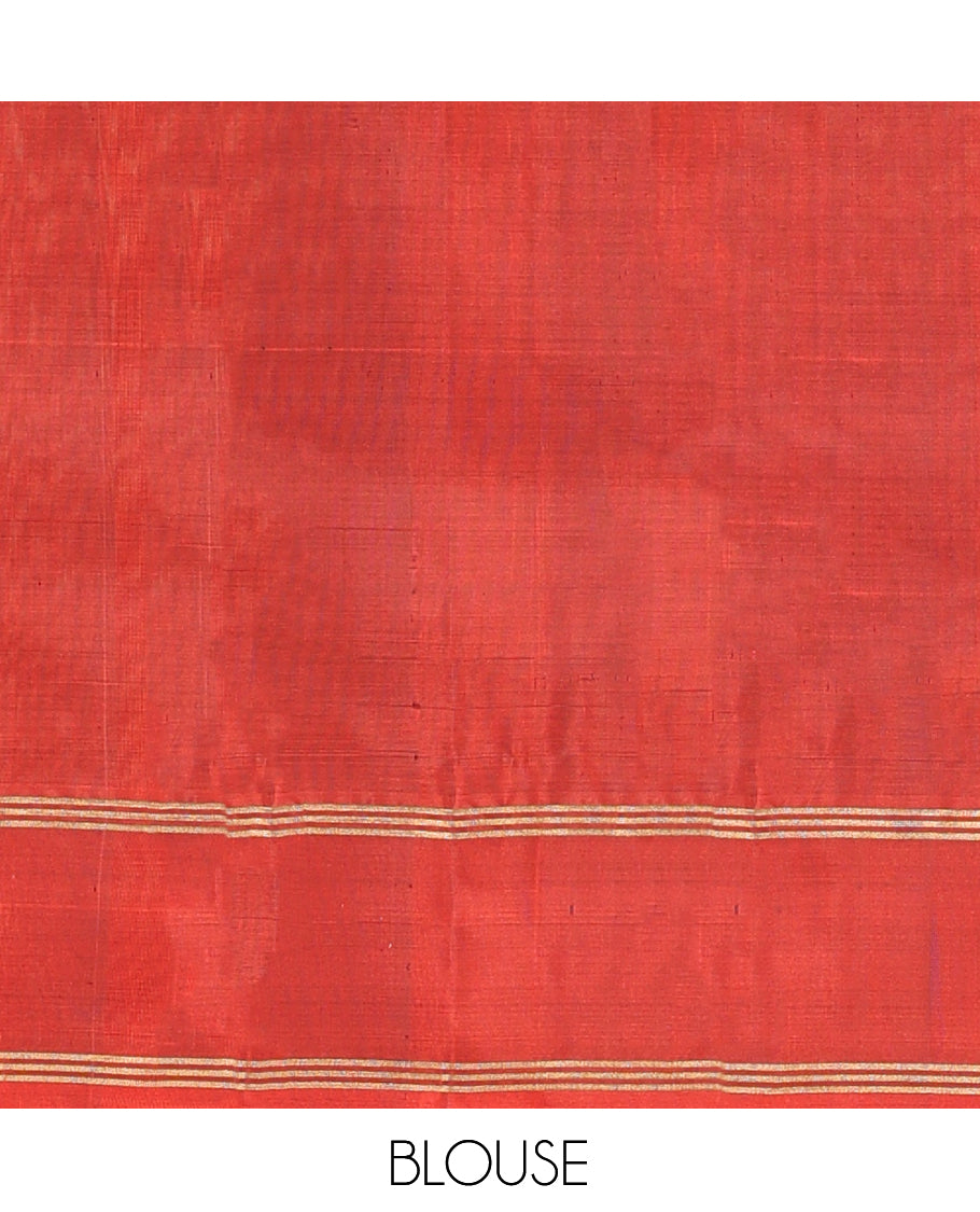 Green Mayuri Lite Silk Mix Saree, Enriched with Zari Buttas and Stripes, Complemented by a Contrast Bodi Border, Jaal Pallu, and a Contrast Blouse
