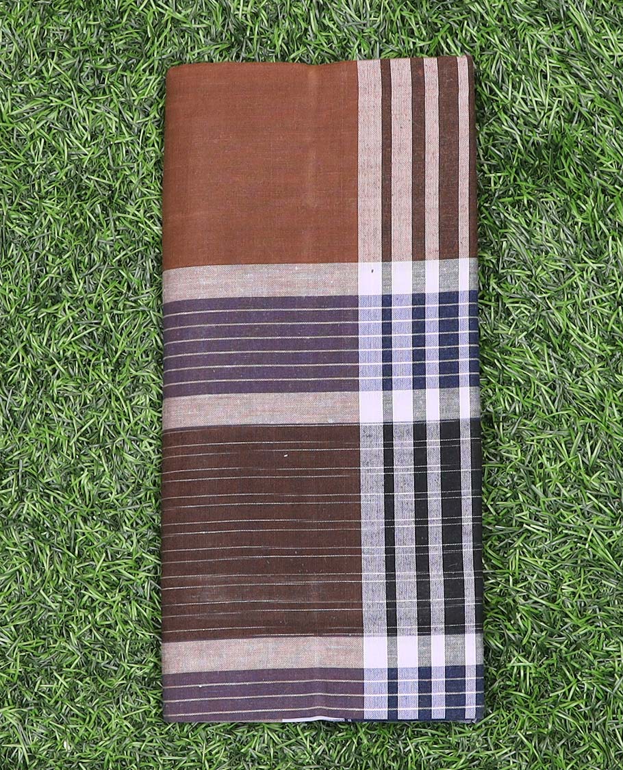 Multi-color vertical and horizontal striped cotton cozy lungi