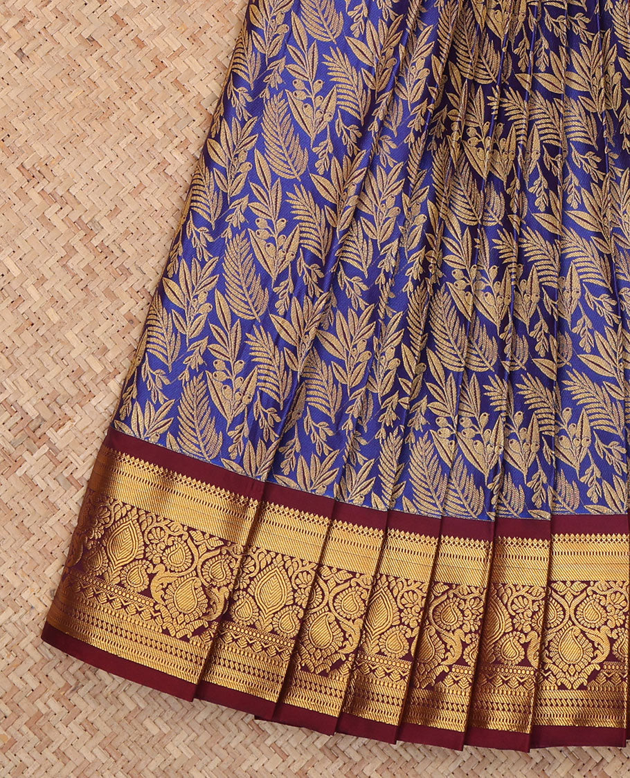 Blue Budget Silk Saree, Mesmerized with Jacquard Design, a Contrast Traditional Zari Border, Grand Pallu, and a Contrast Blouse
