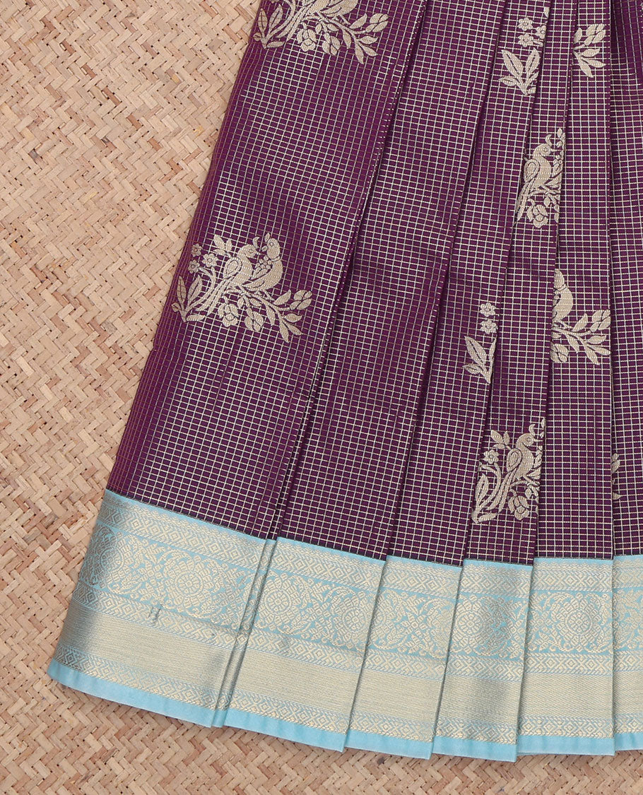 Purple Checks Budget Silk Saree