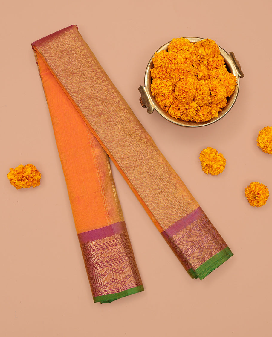 Orange Gadwal Silk Mix Saree
