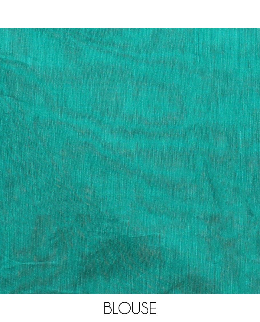 Borderless brown thick floral zari stripes semi-silk cotton saree, contrast intricate pallu