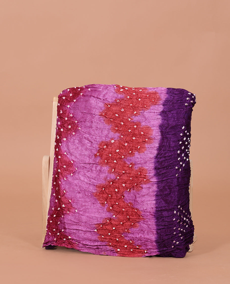 Borderless Purple Bandhani Dola Silk Saree