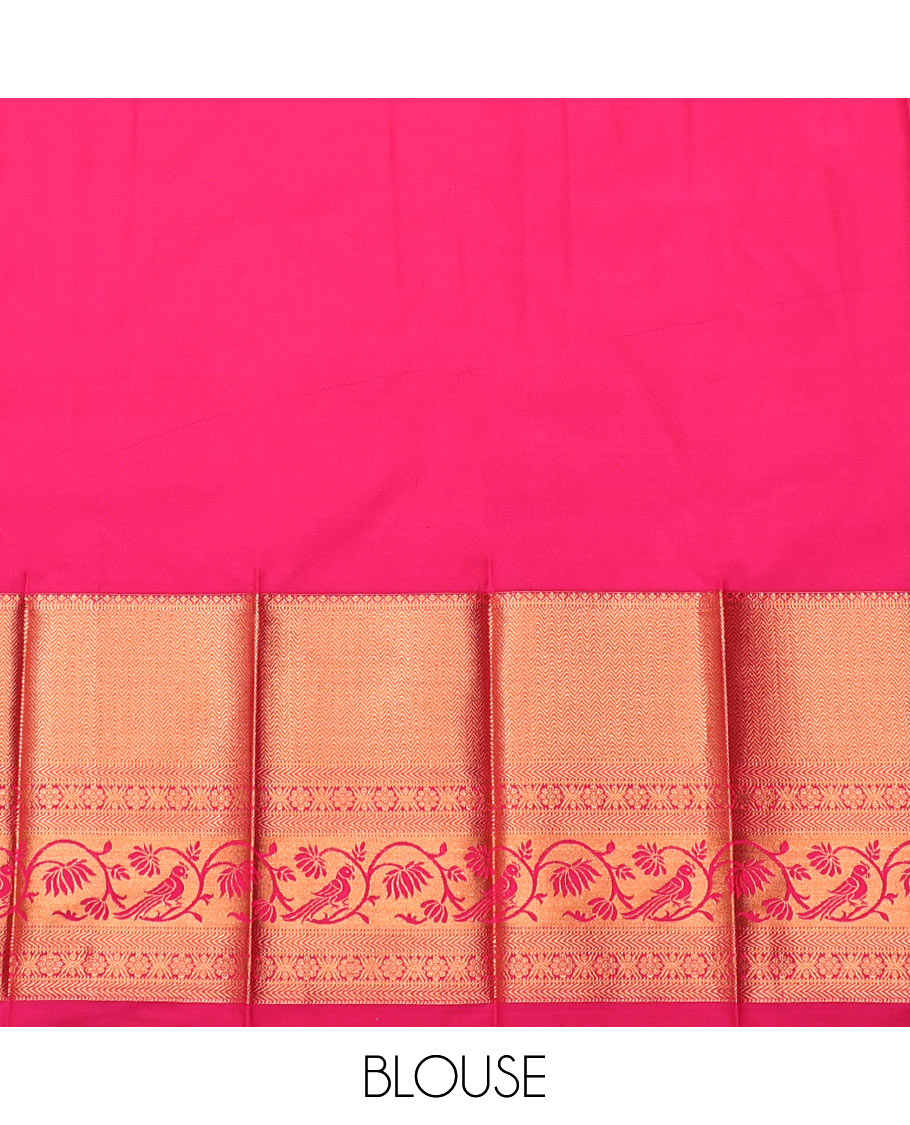 Grey Budget Silk Saree, Featuring Jacquard Design, Contrast Traditional Zari Border, Grand Jaal Pallu, and a Contrast Blouse