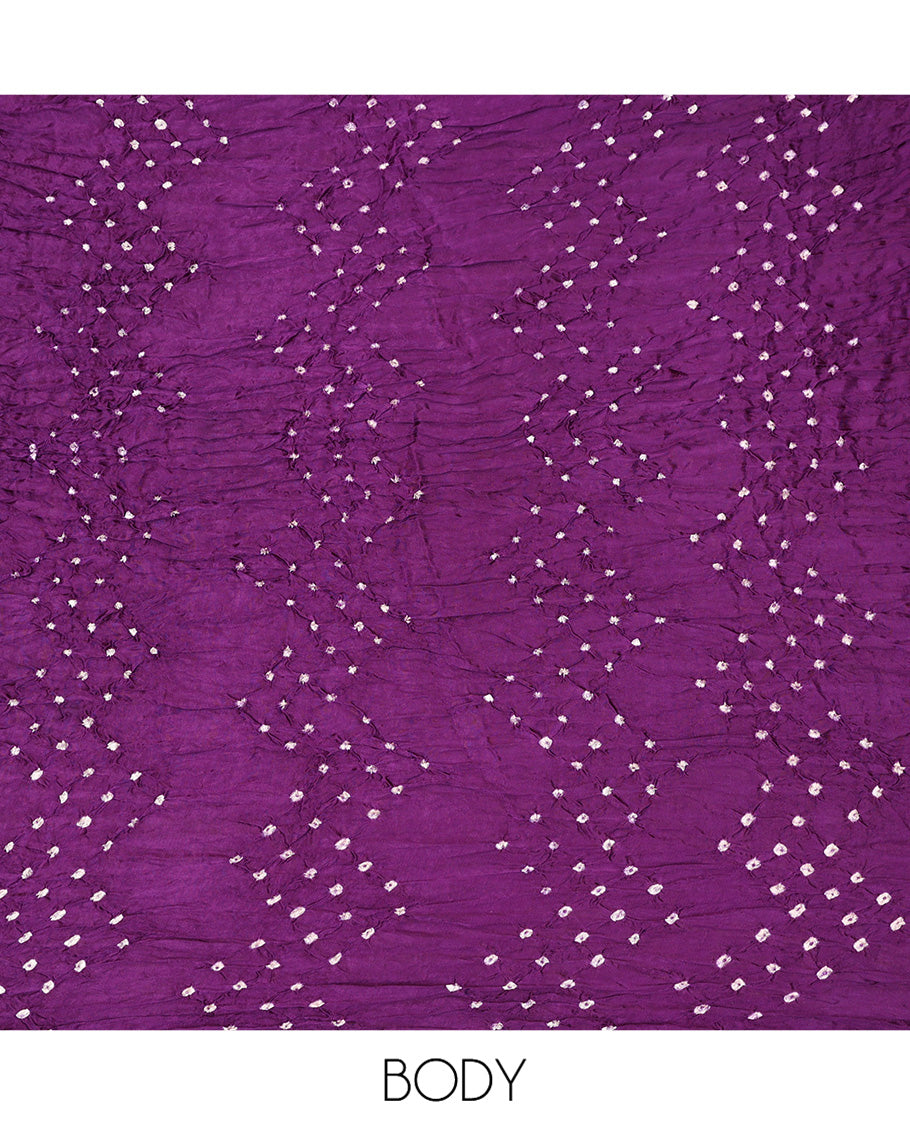 Borderless Purple Bandhani Dola Silk Saree