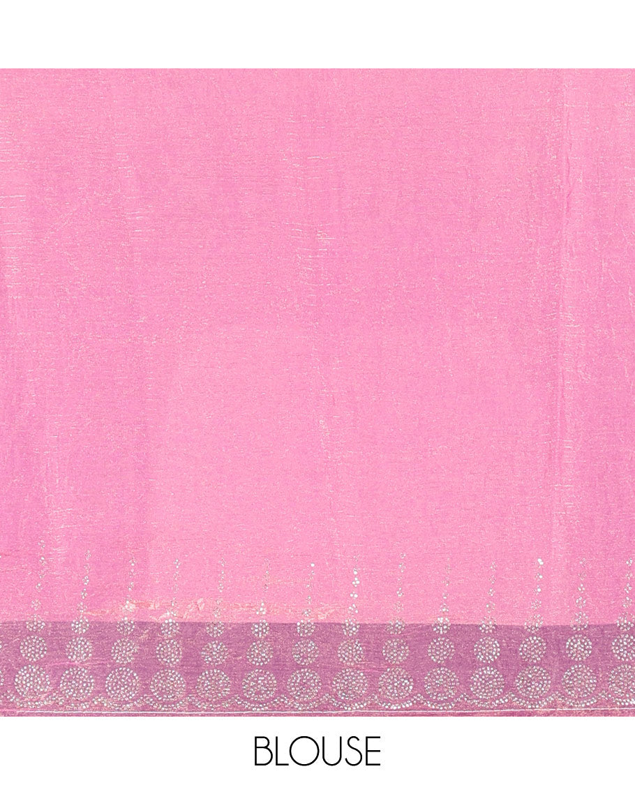 Lavender Fendi Chiffon Saree Scintillated With Glittering Swarovski Stones Struck All Over Its Body, Complemented With Scallop Swarovski Stone Work Border, Swarovski Stone Work Pallu, And A Matching Swarovski Stone Work Blouse