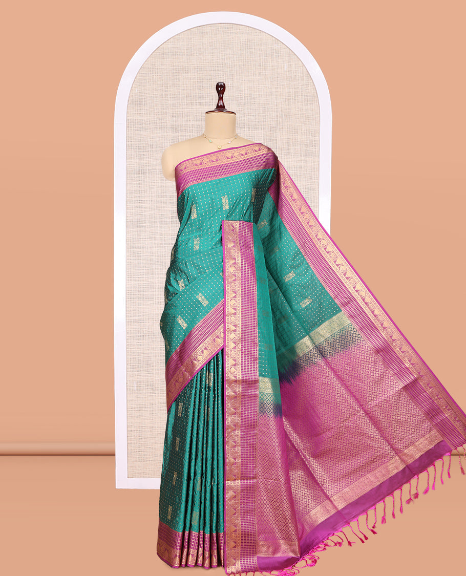 Green Zari Butta Traditional Budget Silk Saree