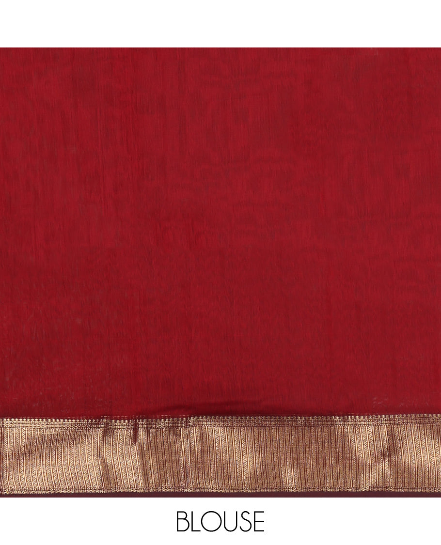 Maroon Maheshwari Cotton Saree