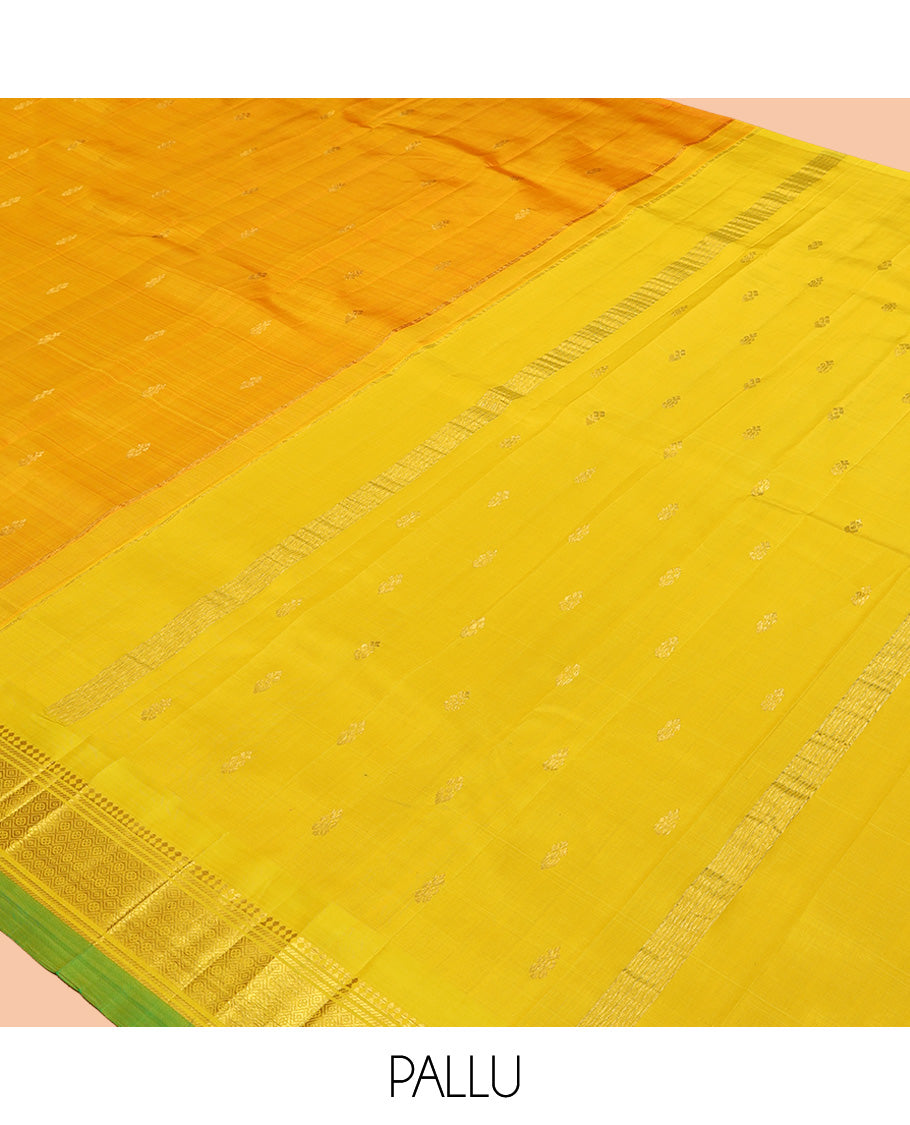Orange Contrast One Side Border Kanchipuram Silk Saree