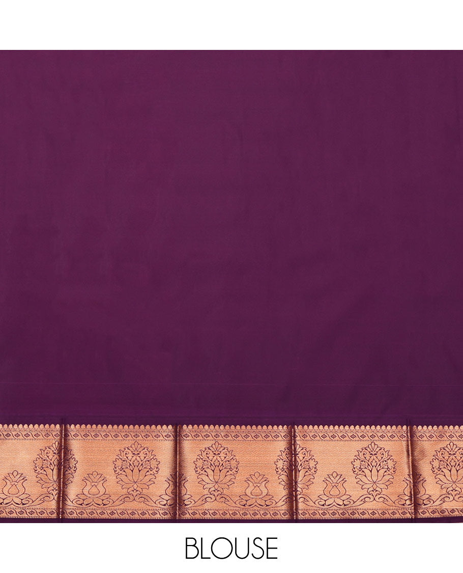 Grey Budget Silk Saree, Gleamed Up with Jacquard, Complemented by Contrast Traditional Zari Border, Intricate Pallu, and a Contrast Blouse