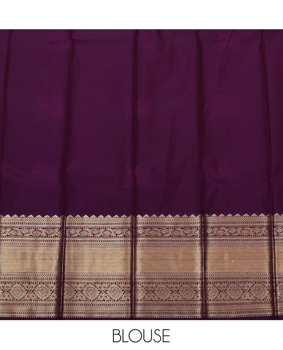 Sandal Budget Silk Saree, Sparsely Sparkled with Zari Buttas and Checks, Complemented by Contrast Traditional Zari Border, Jaal Pallu, and a Contrast Blouse