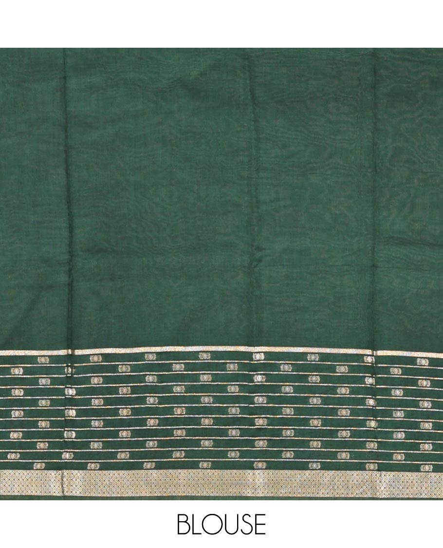 White Plain Assam Silk Saree, Complemented by a Contrast Traditional Zari Border, Zari-Design Pallu, and a Contrast Blouse
