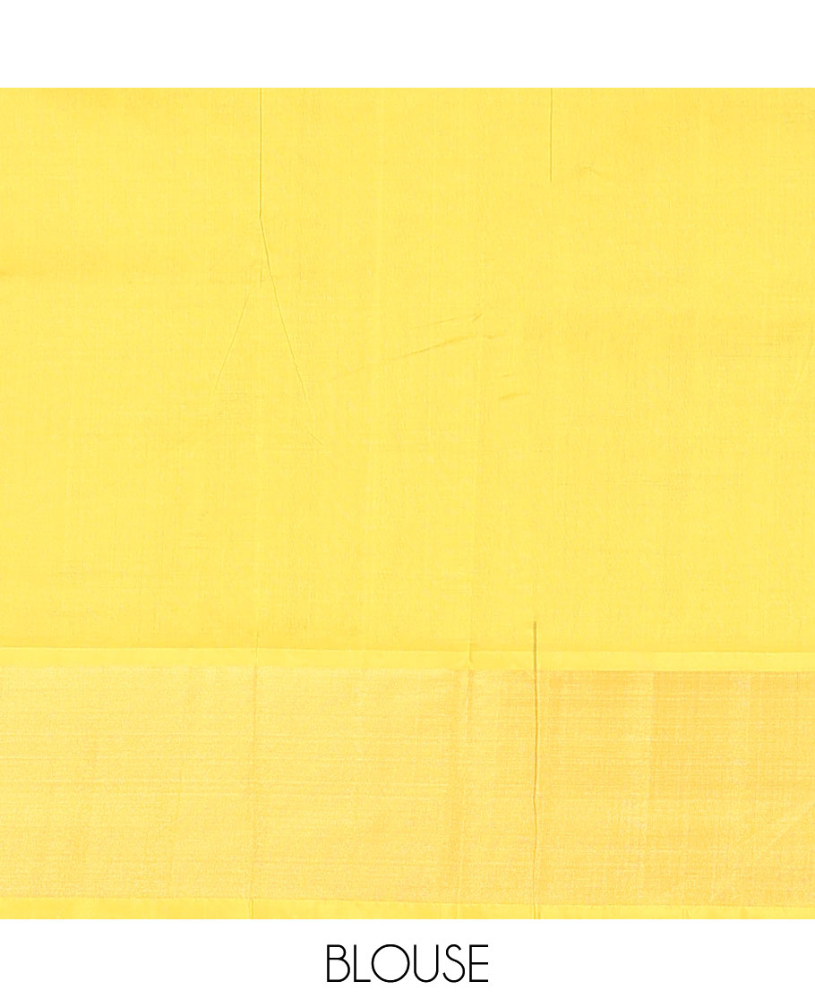 Blue Kuppadam Cotton Saree, Beautified with Zari Buttas on Its Body, Highlighted by Bavanji Zari Border, Complemented by Contrast Ogee Patterned Pallu, and Paired with a Contrast Blouse