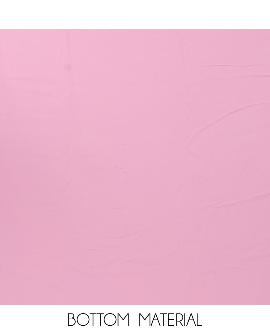 Pink chudidar material set,Lucknowi Chikankari embroidered & neckwork georgette top,crepe plain bottom, & chiffon plain dupatta