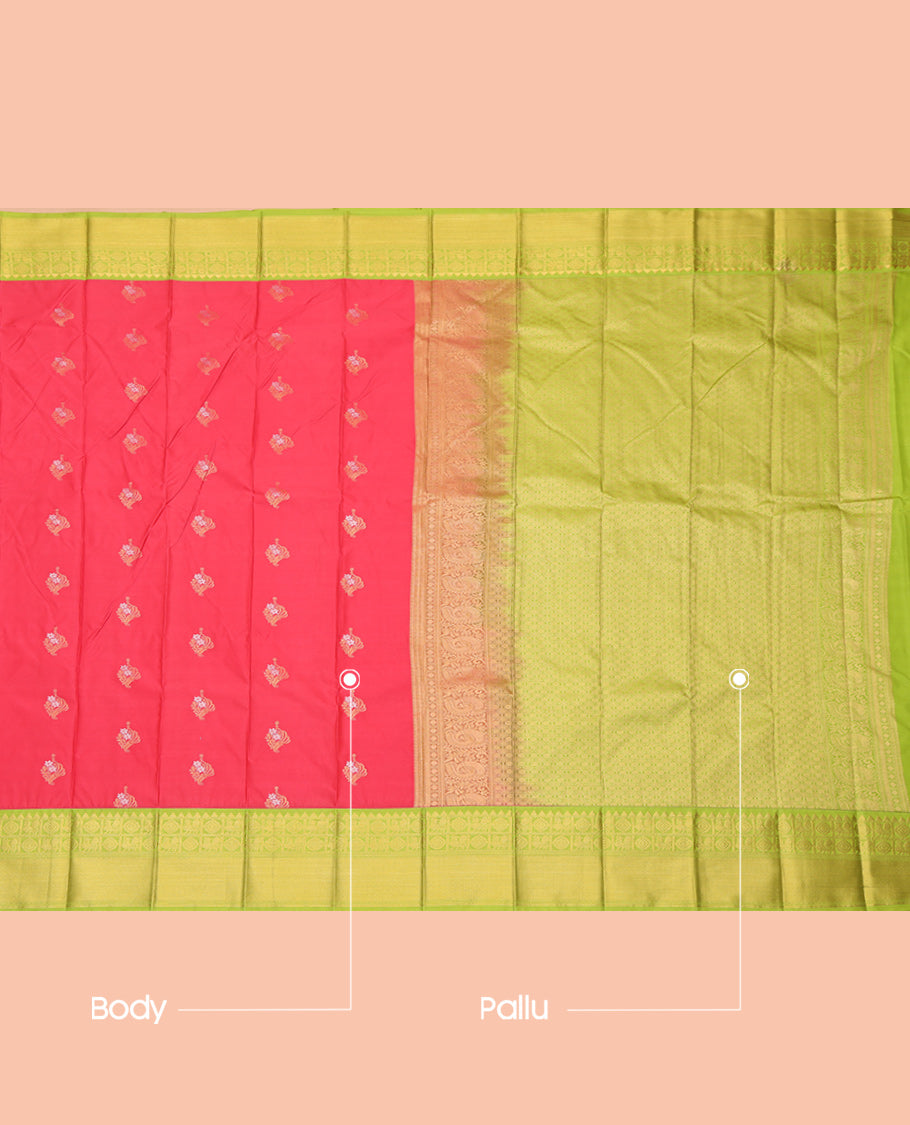 Red Peacock Chakram Budget Silk Saree