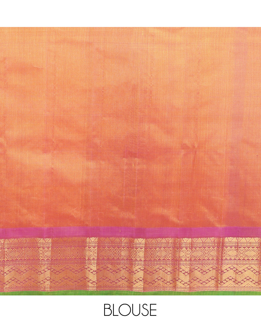 Orange Gadwal Silk Mix Saree
