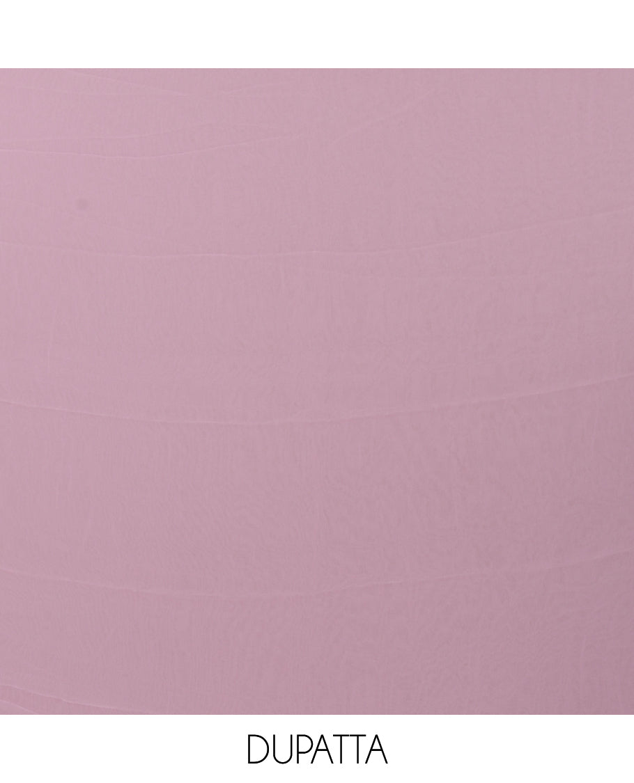 Pink chudidar material set,Lucknowi Chikankari embroidered & neckwork georgette top,crepe plain bottom, & chiffon plain dupatta