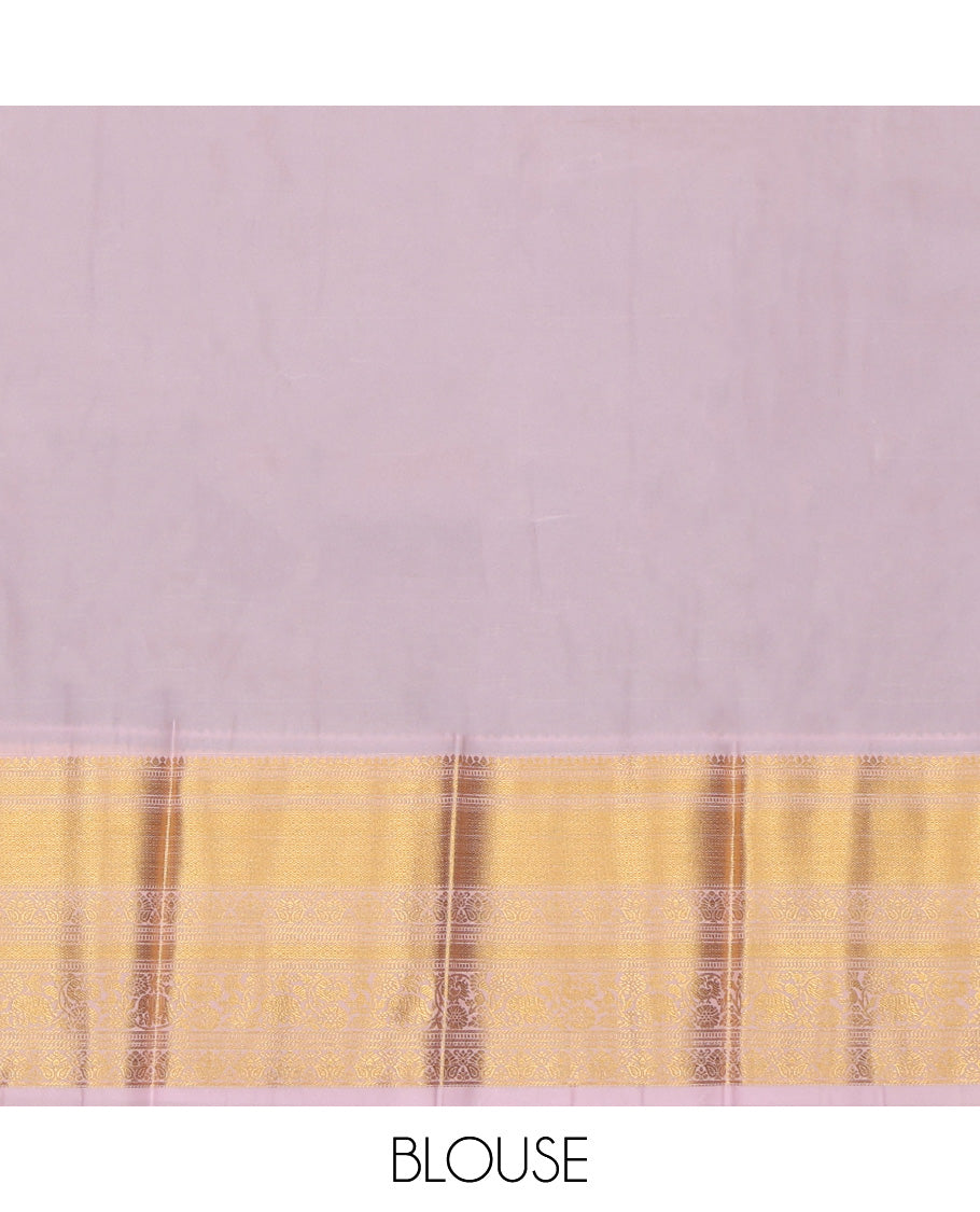 Black Budget Silk Saree, Enriched with Zari Buttas, Complemented by Contrast Traditional Zari Border, a Grand Pallu and a Contrast Blouse