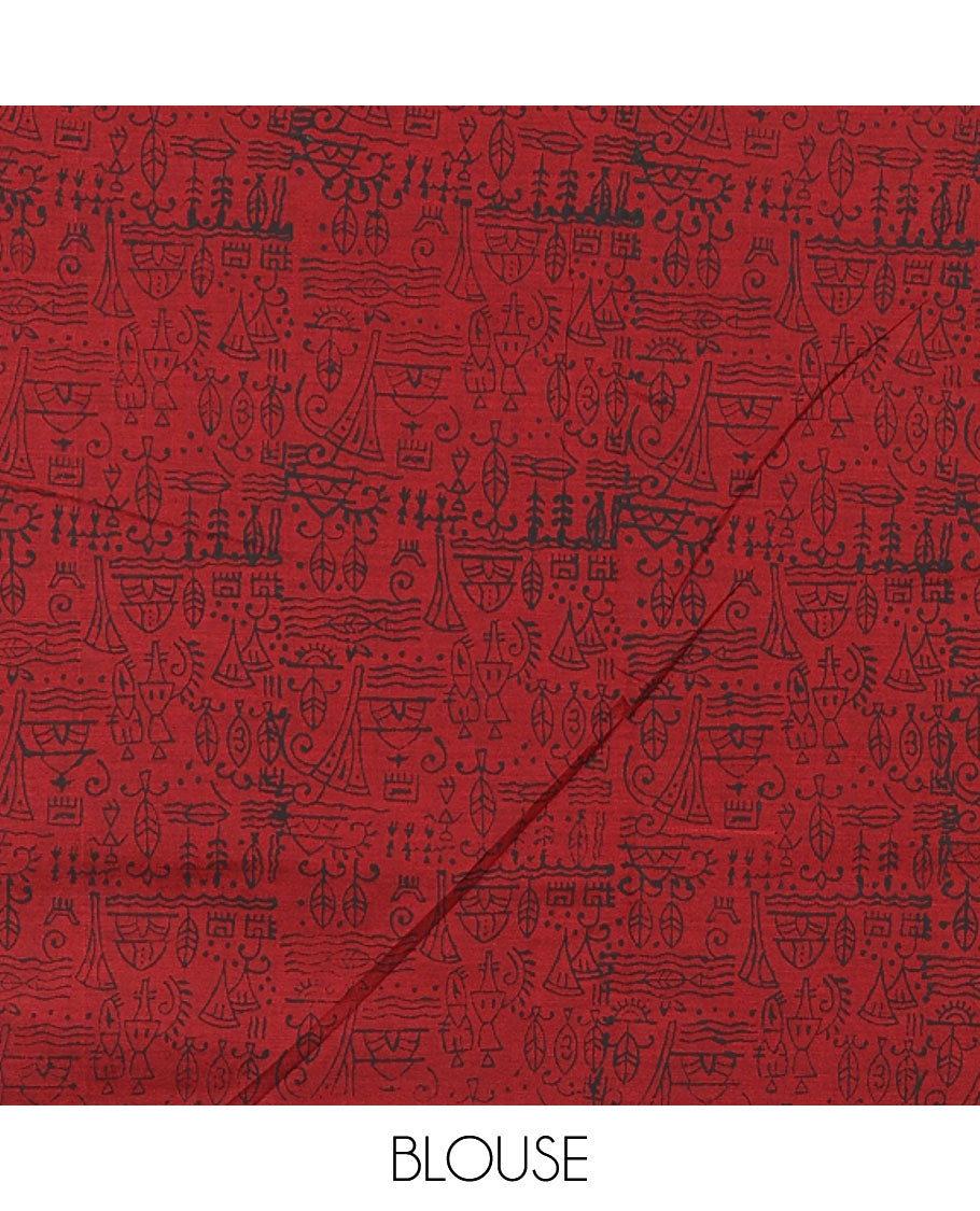 Borderless pink hand painting style floral printed South cotton saree, floral printed pallu, and a matching floral printed blouse