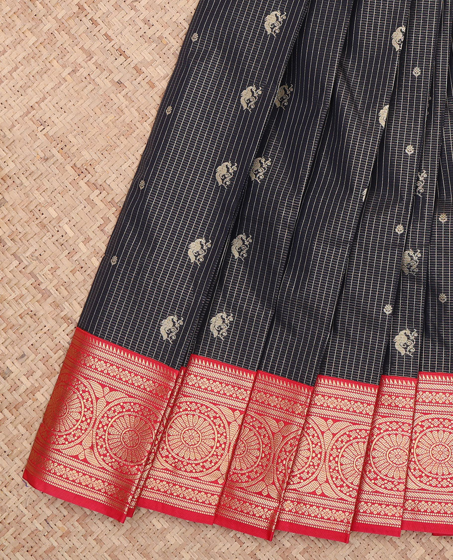 Black Contrast Checks Budget Silk Saree