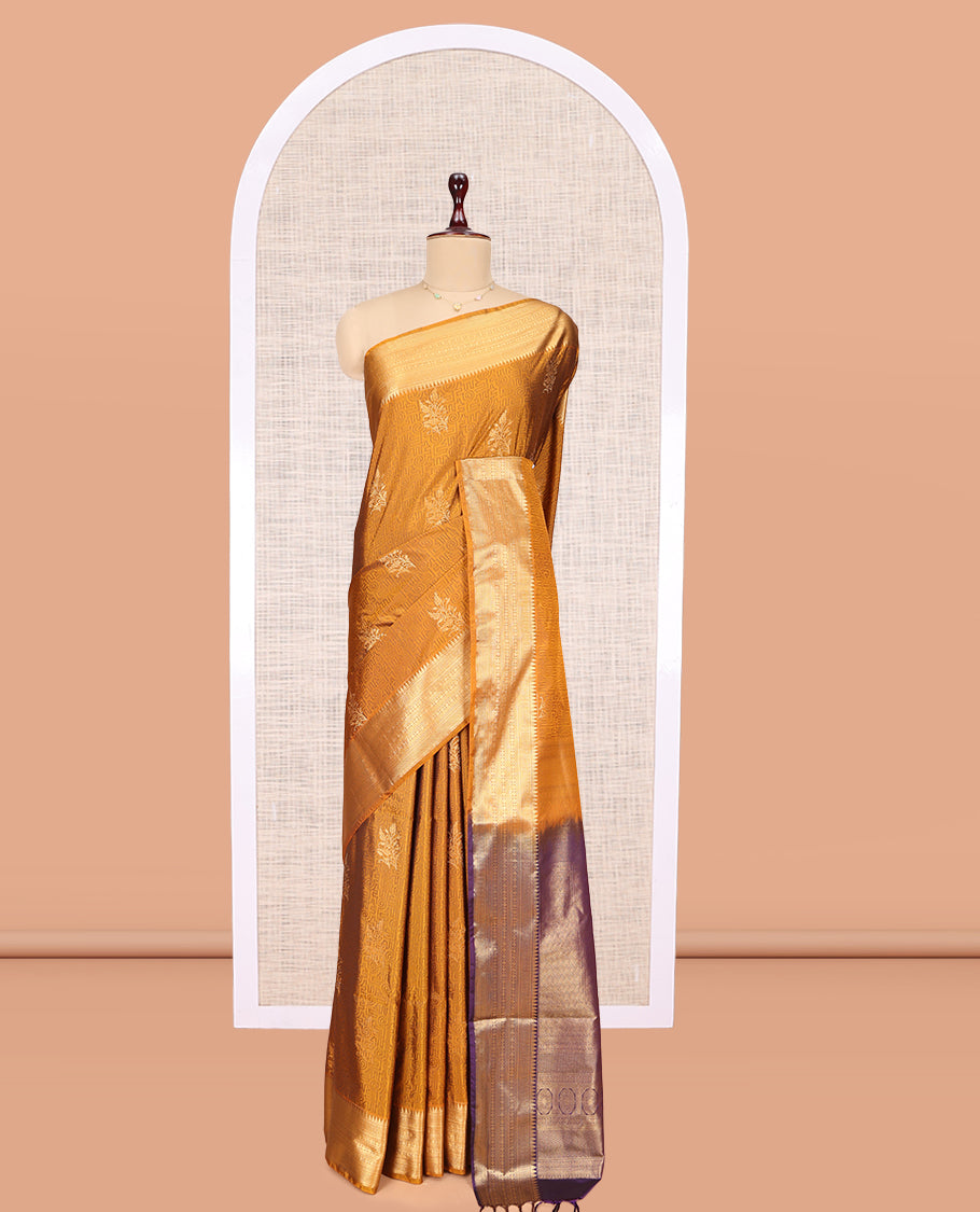 Orange Traditional Zari Border Budget Silk Saree