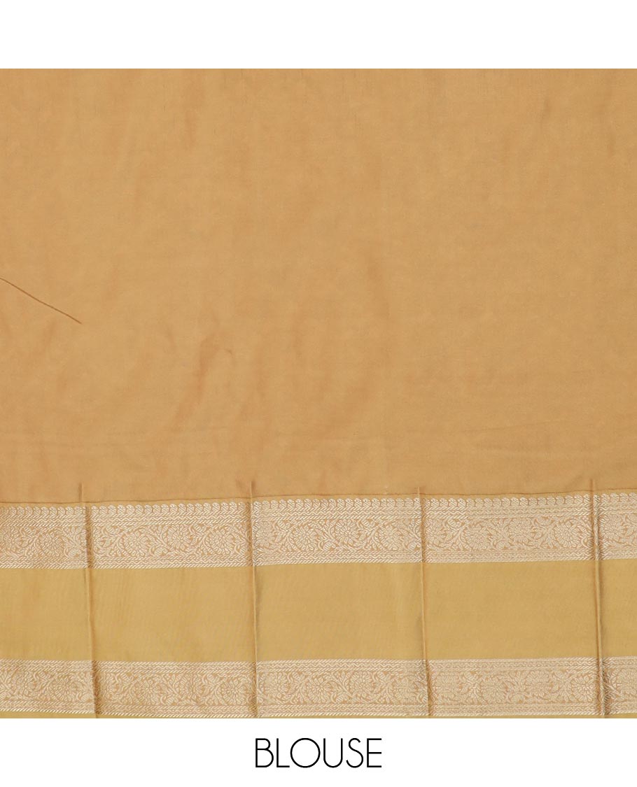 Green zari buttas gift saree, contrast traditional zari rettai pettu border, and pallu of jaal design