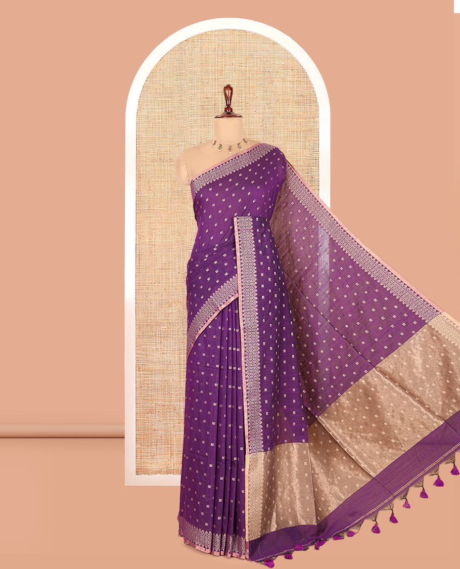 Violet Khadi Cotton Saree