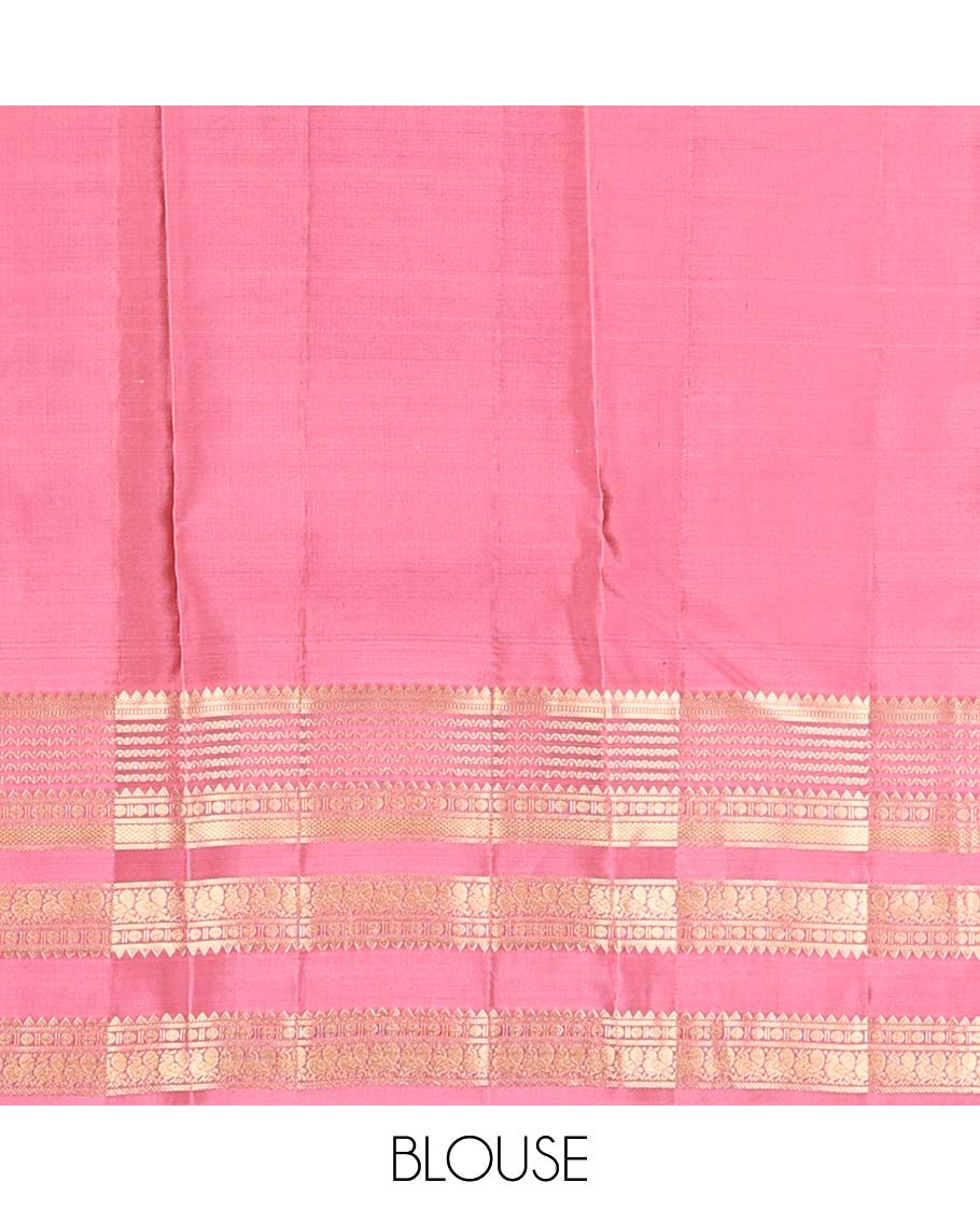 Blue zari buttas Vasundhara silk mix saree, contarst traditional design rettai pettu zari border & jaal pallu