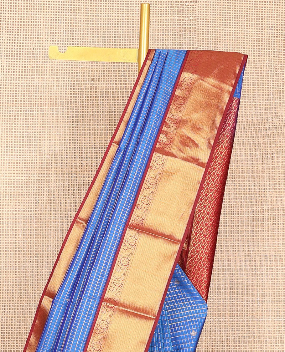 Blue zari design vasundhara silk mix saree, contrast border of kili,kodi visiry & kathir designs & jaal design pallu