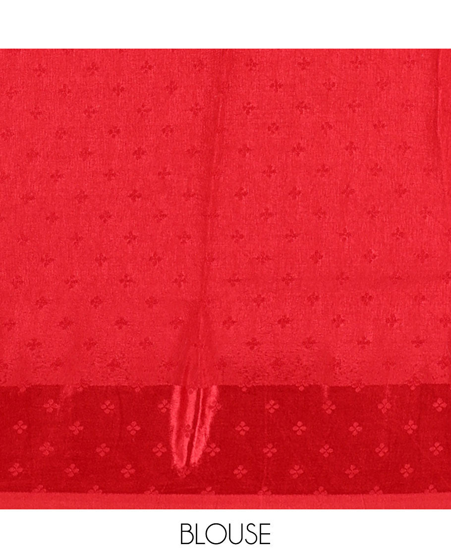 Red patola style zari butta dola silk saree with patola zari design border & rich pallu along with plain blouse